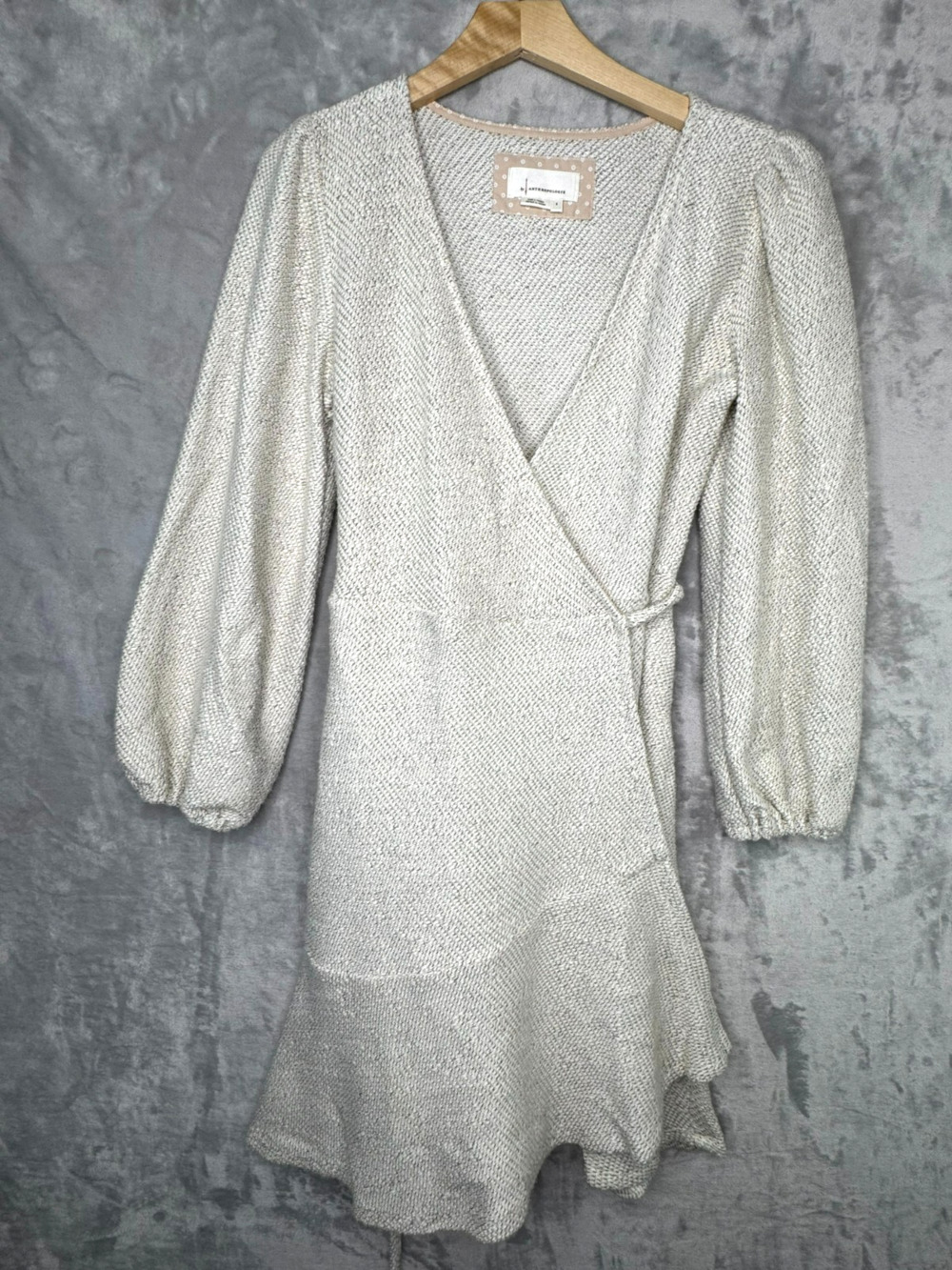 Anthropologie Diana Knit Wrap Sweater Dress Size Small Boho Minimalist Travel